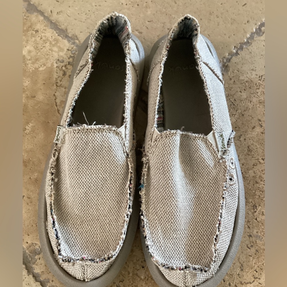 Sanuk Donna Hemp Loafers Slip-On Natural Women's Size 8 Comfortable Casual
